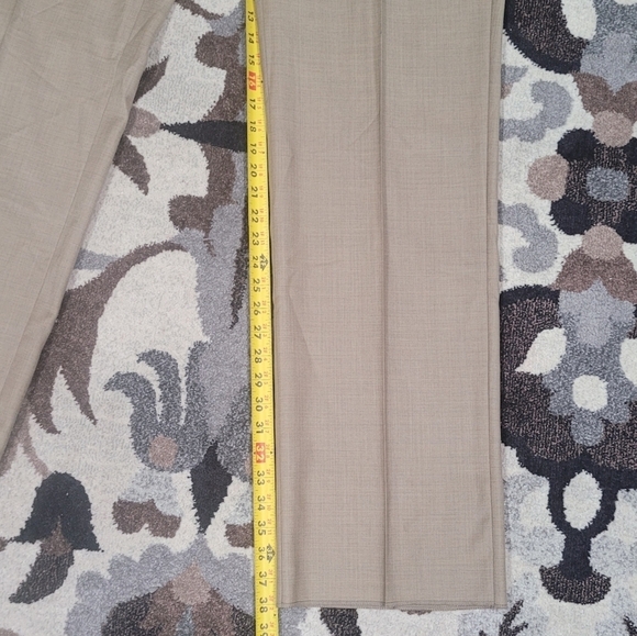 Santorelli Romeo Luxury Serge Tan Flat Front Trouser 44x38 Made In Italy Raw Hem - Picture 13 of 14